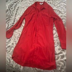 Express Vibrant Red Shirt Dress